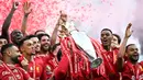 Kemenangan itu membuat The Reds unggul 15 poin dari pesaing terdekat, Arsenal, yang menempati posisi dua klasemen Liga Premier Inggris musim 2024/2025. (Paul ELLIS/AFP)